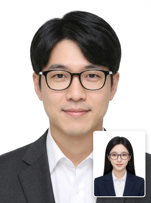 정장+안경 증명사진