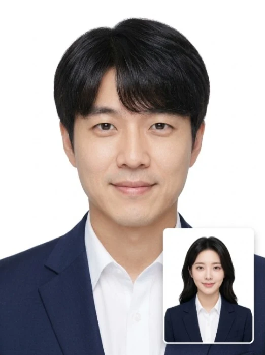 네이비 정장 증명사진