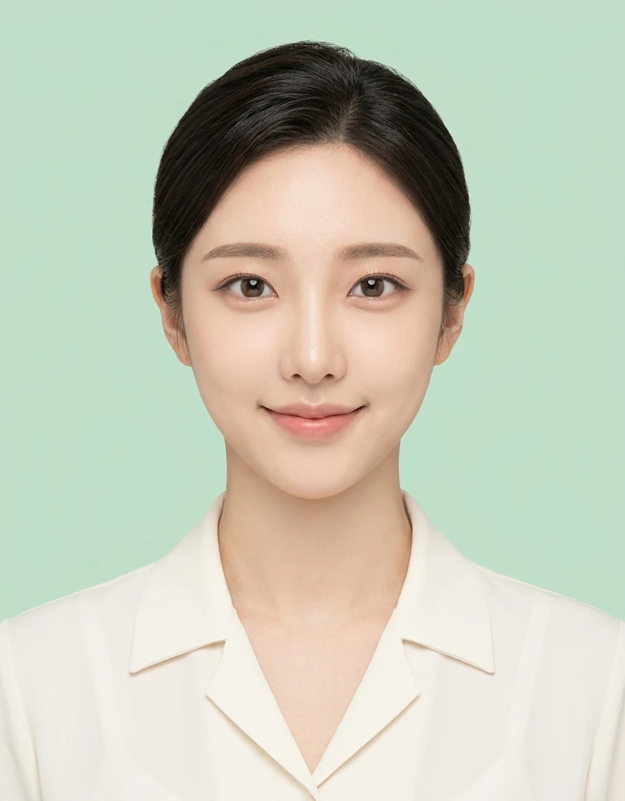 올림머리 블라우스 증명사진
