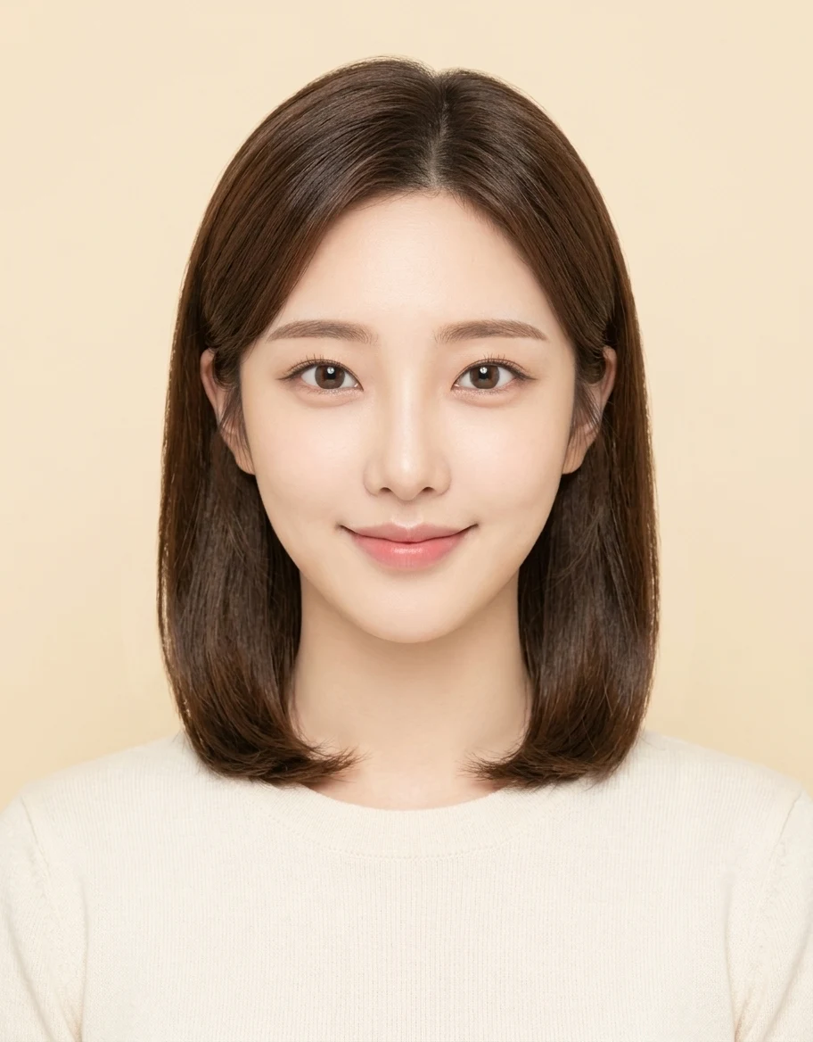 웜브라운 단발 증명사진
