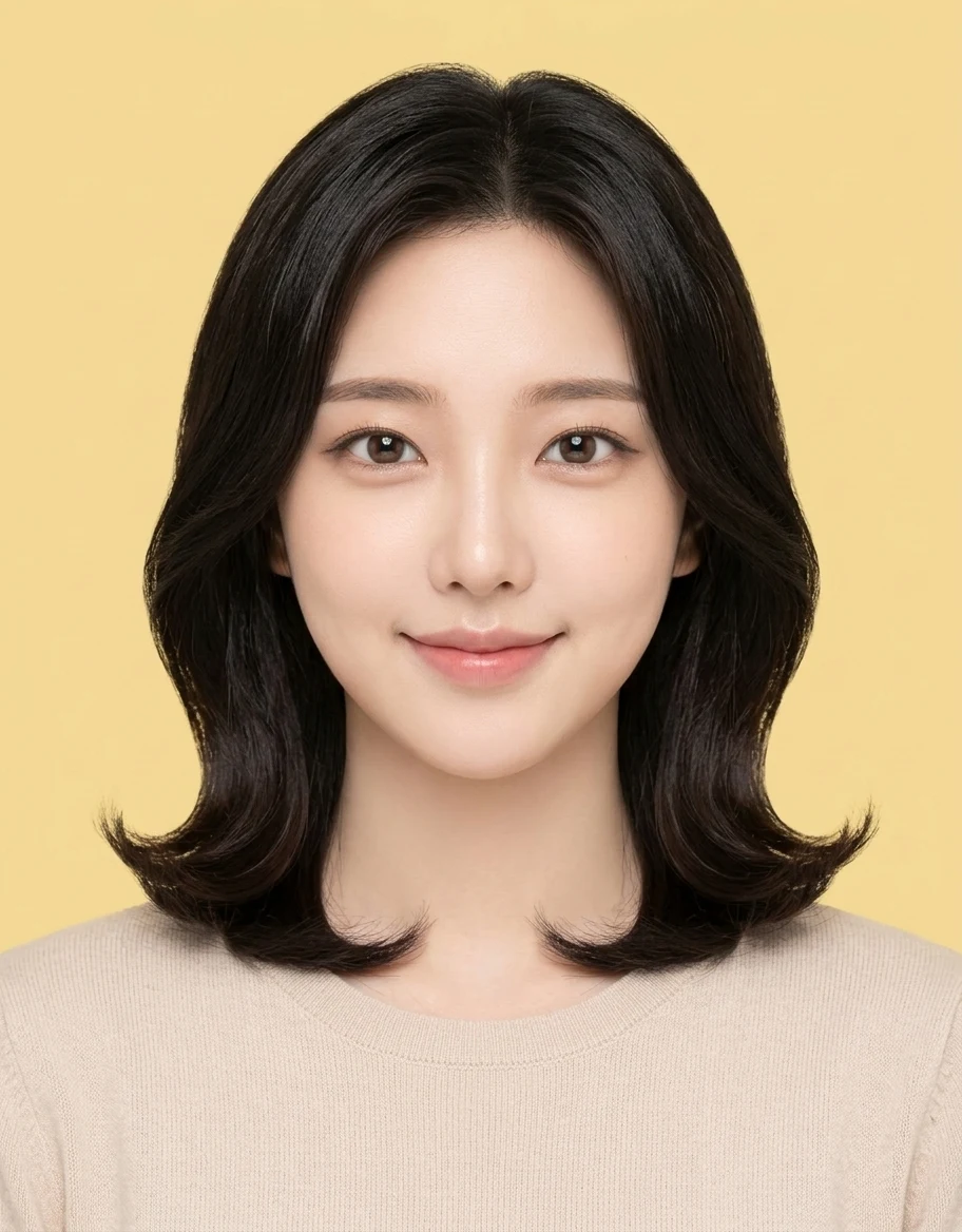 물결 단발 증명사진